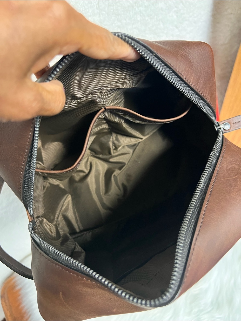 Shinola Brown Leather Travel Dopp Kit Toiletry Bag - Picture 8 of 8